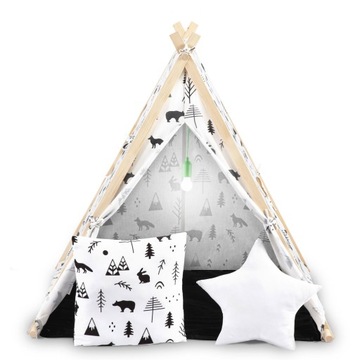DOMEK dla dzieci NAMIOT TIPI Poduszki LAMPKA LED