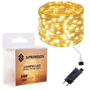 100LED МИКРОПРОВОДНЫЕ ЛАМПЫ, ТЁПЛЫЙ БЕЛЫЙ