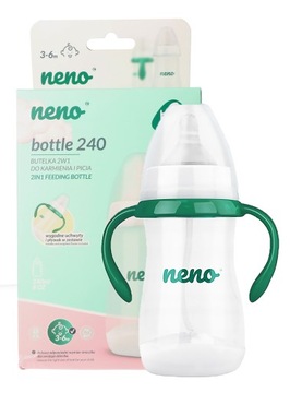 НЕНО АНТИКОЛИЧЕСКАЯ БУТЫЛОЧКА ДЛЯ КОРМЛЕНИЯ И НАУЧЕНИЯ ПИТЬ 240мл + соска 3-6м