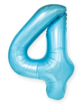 BALON FOLIOWY NIEBIESKI dekoracja CYFRA 4 HEL 100c