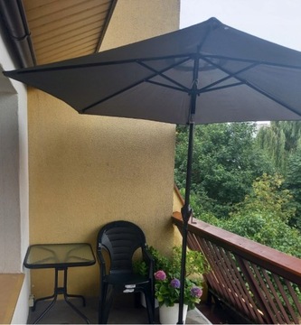 БОЛЬШОЙ СКЛАДНОЙ САДОВЫЙ ЗОНТ, СЛОМАННЫЙ ГРАФИТ, ПРОЧНЫЙ, 260 см, С РУЧКОЙ, ЖЕСТКИЙ, XL