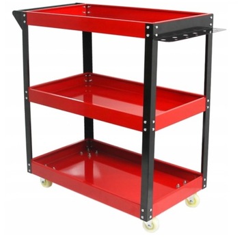 ТЕЛЕЖКА ДЛЯ МАСТЕРСКОЙ, ШКАФ ДЛЯ ОБСЛУЖИВАНИЯ ИНСТРУМЕНТОВ, КРАСНЫЙ, 3 ПОЛКИ, КОЛЕСА