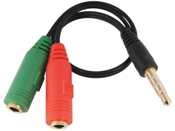 ADAPTER PRZEJŚCIÓWKA 2xJACK ŻEŃSKIE 1xJACK MĘSKIE DO SŁUCHAWEK MIKROFONU