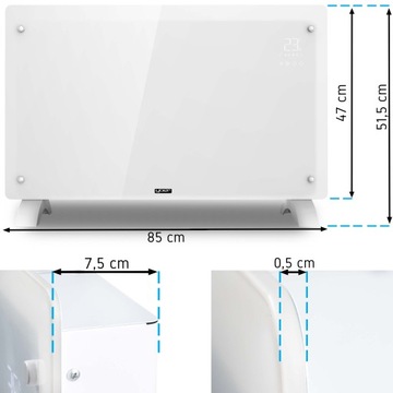 Электрический конвектор для стекла Yoer LED таймер + WiFi 2500Вт + ЭКО