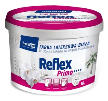 Латексно-эмульсионная краска для стен матовая белая FRANSPOL REFLEX PRIMO 10л