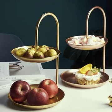 Подставка/подставка для торта передвижная двухъярусная - золото