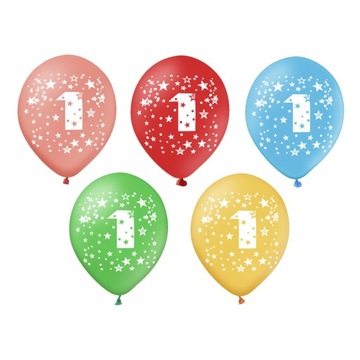 BALONY LATEKSOWE CYFRY 1 KOLOROWE 5 SZT