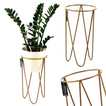 Nowoczesny Loftowy Kwietnik Metalowy 45cm złoty