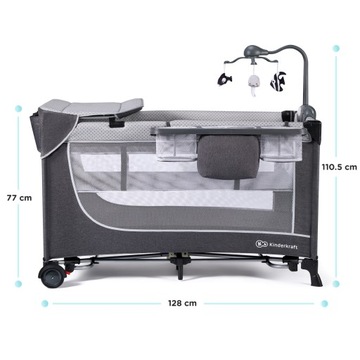 Детская кроватка-передвижная с аксессуарами Leody серый