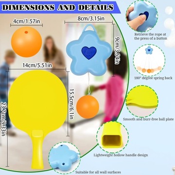 ТРЕНАЖЕР ДЛЯ НАСТОЛЬНОГО ТЕННИСА ТРЕНИРОВОЧНЫЙ ТЕННИС ПИНПОНГ ПОДВЕСНОЙ