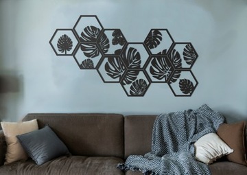Obraz Drewniany PANELE LIŚĆ MONSTERA Dekoracja Ścienna Obraz 3D Prezent