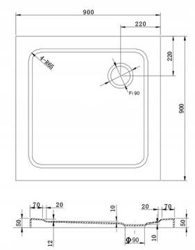 Душевая кабина 90х90 см + низкий тонкий душевой поддон