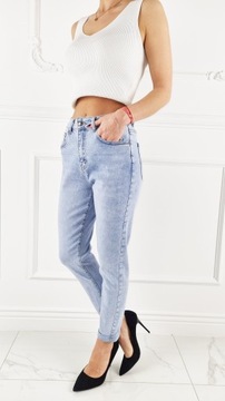 M. Sara - Premium Performance - Jeansy spodnie damskie wysoki stan MOM FIT