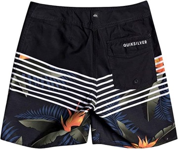 QUIKSILVER CZARNE PLAŻOWE SZORTY NADRUK (14L)