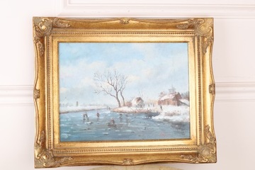 ZIMOWY PEJZAŻ -OBRAZ - RAMA 54 X 44 cm