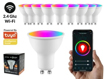 10x Żarówka LED GU10 6W RGB CCT WiFi Tuya Ściemnialna Smart Home