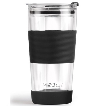 ТЕРМОСТЕКЛЯННАЯ КРУЖКА С СОЛОМОЙ FUORI ЧЕРНАЯ 600 МЛ