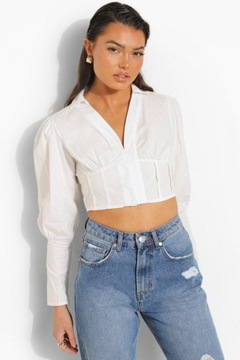 FLAMANT ROSE KOSZULA KRÓTKA NA HAFTKI BIAŁA L 1YHJ