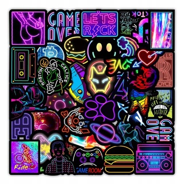 WLEPY STICKER BOMB NAKLEJKI NEONOWE MIX 100 szt
