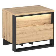 Stolik nocny QUANT QS-03 z oświetleniem dąb artisan/czarny