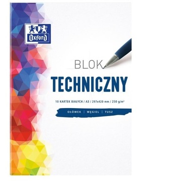 BLOK TECHNICZNY A3/10K 250G BIAŁY (10SZT) OXFORD