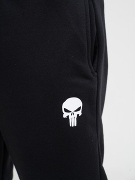 Spodnie Dresowe Męskie BAWEŁNIANE Wygodne MARVEL LOGO PUNISHER Czarne XXL