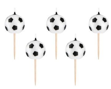 ŚWIECZKI PIŁKA NOŻNA FOOTBALL dekoracja tort 5sz P