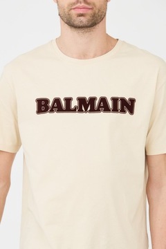 BALMAIN Beżowy t-shirt Retro Balmain Flock 3XL