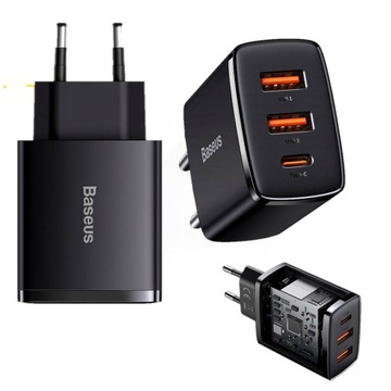 Ładowarka Baseus 3w1 30 W 2 x USB 1x USB-C Do Telefonu Tableta Samsung