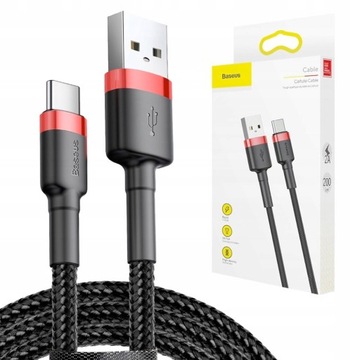 BASEUS MOCNY PRZEWÓD DO TELEFONU KABEL USB TYPU C DO USB-C QC 3.0 2A 2M