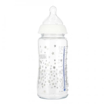 NUK Стеклянная бутылка с индикатором температуры 240мл 0-6м First Choice