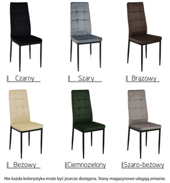 Komplet 6 krzeseł CIEMNOZIELONY WELUR różne kolory