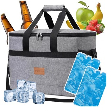 ИЗОЛИРОВАННАЯ ТЕРМАЛЬНАЯ СУМКА ДЛЯ ПИКНИКА большая 40л + 2 ВСТАВКА