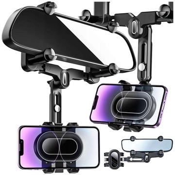 ПРОЧНЫЙ ДЕРЖАТЕЛЬ ДЛЯ ТЕЛЕФОНА В ЗЕРКАЛЕ ЗАДНЕГО ВИДА АВТОМОБИЛЯ, РЕГУЛИРУЕМЫЙ