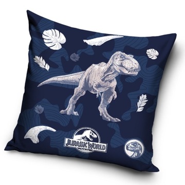 Poszewka velvetowa bajkowa na jaśka 40x40 Jurassic Park Dinozaur Trex
