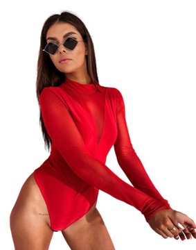 Czerwone body La Milla wstawki z siatki siateczkowe rozmiar L