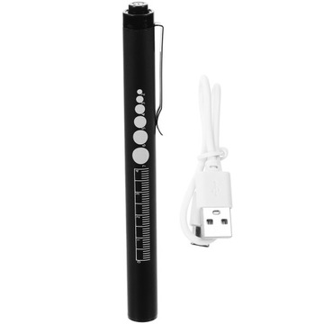 RĘCZNA LAMPA PIÓRO ŁADOWANA LAMPKA LED ZE ŹRENICĄ I LINIJKĄ