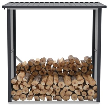 DREWUTNIA ogrodowa WIATA NA DREWNO KOMINKOWE 182x89x190 Metalowa Szara