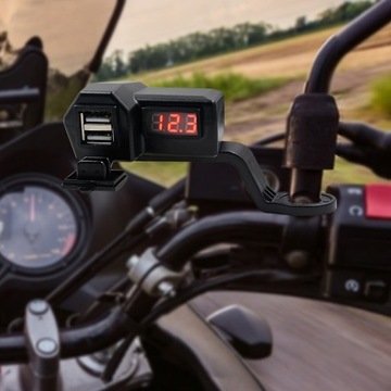 ЗАРЯДНОЕ УСТРОЙСТВО ДЛЯ МОТОЦИКЛА ВОЛЬТМЕТР 2xUSB