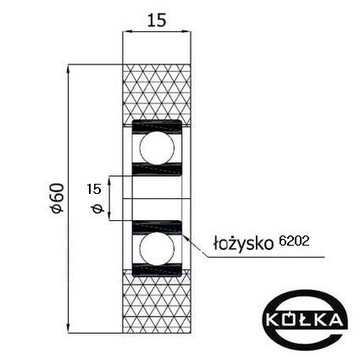 ПРИЖИМНЫЙ РОЛИК ИЗ ПОЛИУРЕТАНА диаметром 60 мм С ПОДШИПНИКОМ