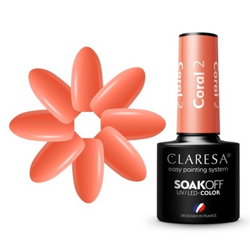 CLARESA KORALOWY LAKIER HYBRYDOWY 5ml CORAL 2