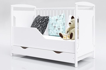 Łóżeczko 2w1 JAŚ białe 120x60 z szufladą
