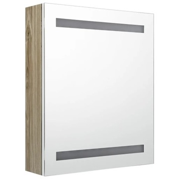 vidaXL Szafka łazienkowa z lustrem i LED, biel i dąb, 50x14x60 cm