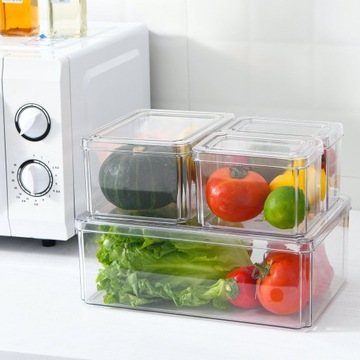 4 ПРОЗРАЧНЫХ КОНТЕЙНЕРА ДЛЯ ХРАНЕНИЯ ПРОДУКТОВ, ОРГАНАЙЗЕР ДЛЯ ХОЛОДИЛЬНИКА