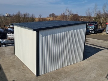 Гараж одноместный из листового металла 3х3 Графит Белый