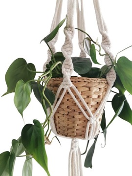 Kwietnik wiszący MAKRAMA na sznurku dużo KOLORÓW