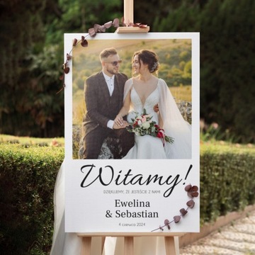 Приветственная доска с фотографией на свадебный прием 40х60 Картина холст 60х40