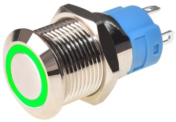 Przełącznik zatrzaskowy RING 12mm zielony 3-6V