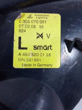 SMART FORFOUR I W454 HALOGEN LEVÝ SMĚROVKA BLIKAČ SVĚTLO MLHOVKA