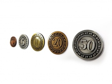 ZESTAW 5 KLASYCZNYCH UNIWERSALNYCH METALOWYCH MONET LARP RPG